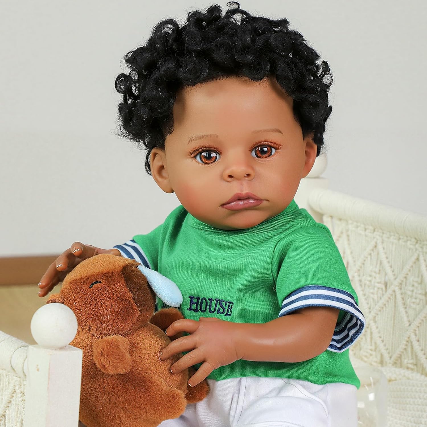 SCOM Reborn Baby Dolls Black Boy- 20 Inch Realistic Newborn Dolls Newborn Baby Dolls African American Real Life Baby Gift for Kids Age 3