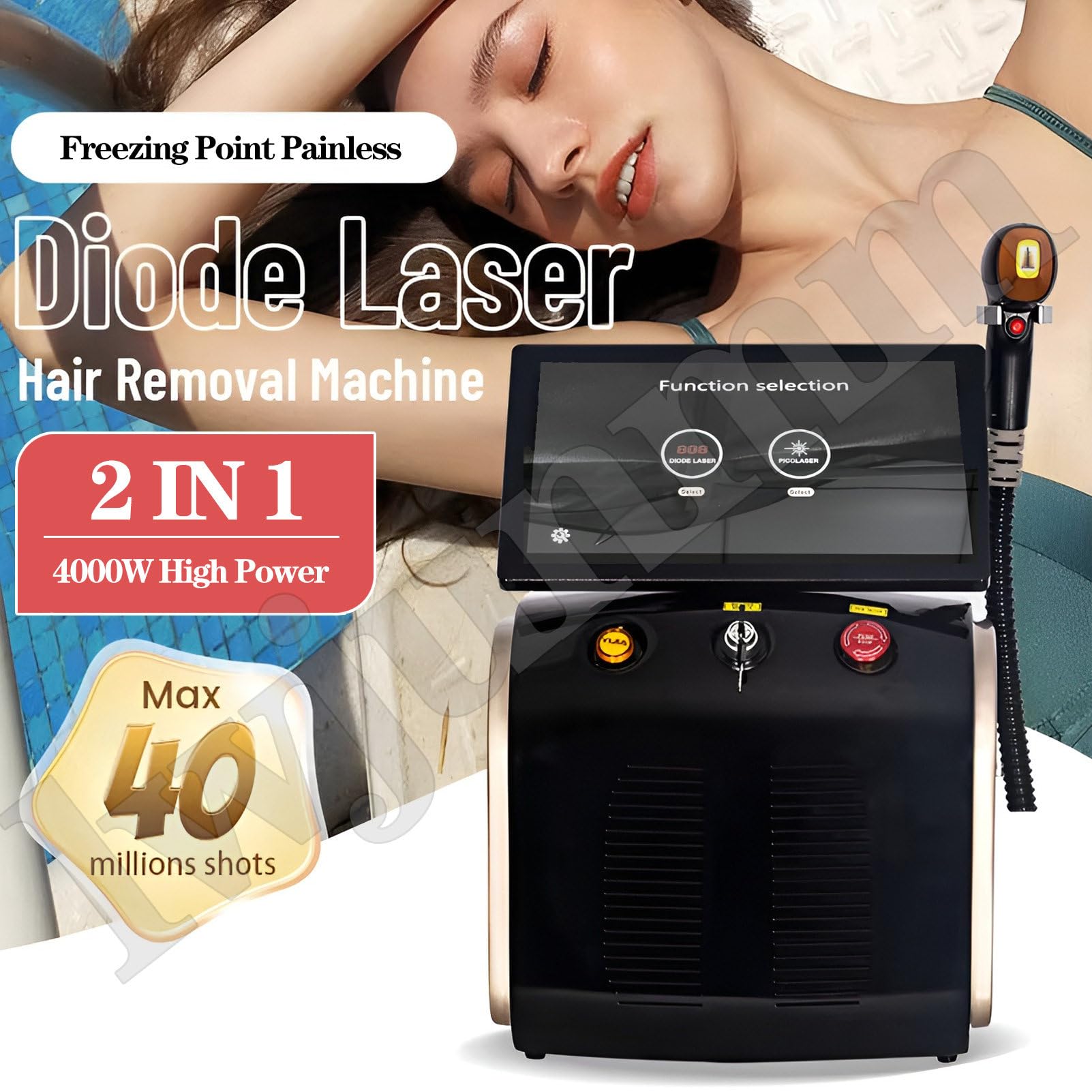 Macchina per la depilazione Laser a diodi 2 in 1 con manipolo ND YAG a picosecondi, | 755/808/1064 nm 3 λ epilazione permanente, rimozione tatuaggi & macchie pigmentarie, dispositivo estetico saloni pro