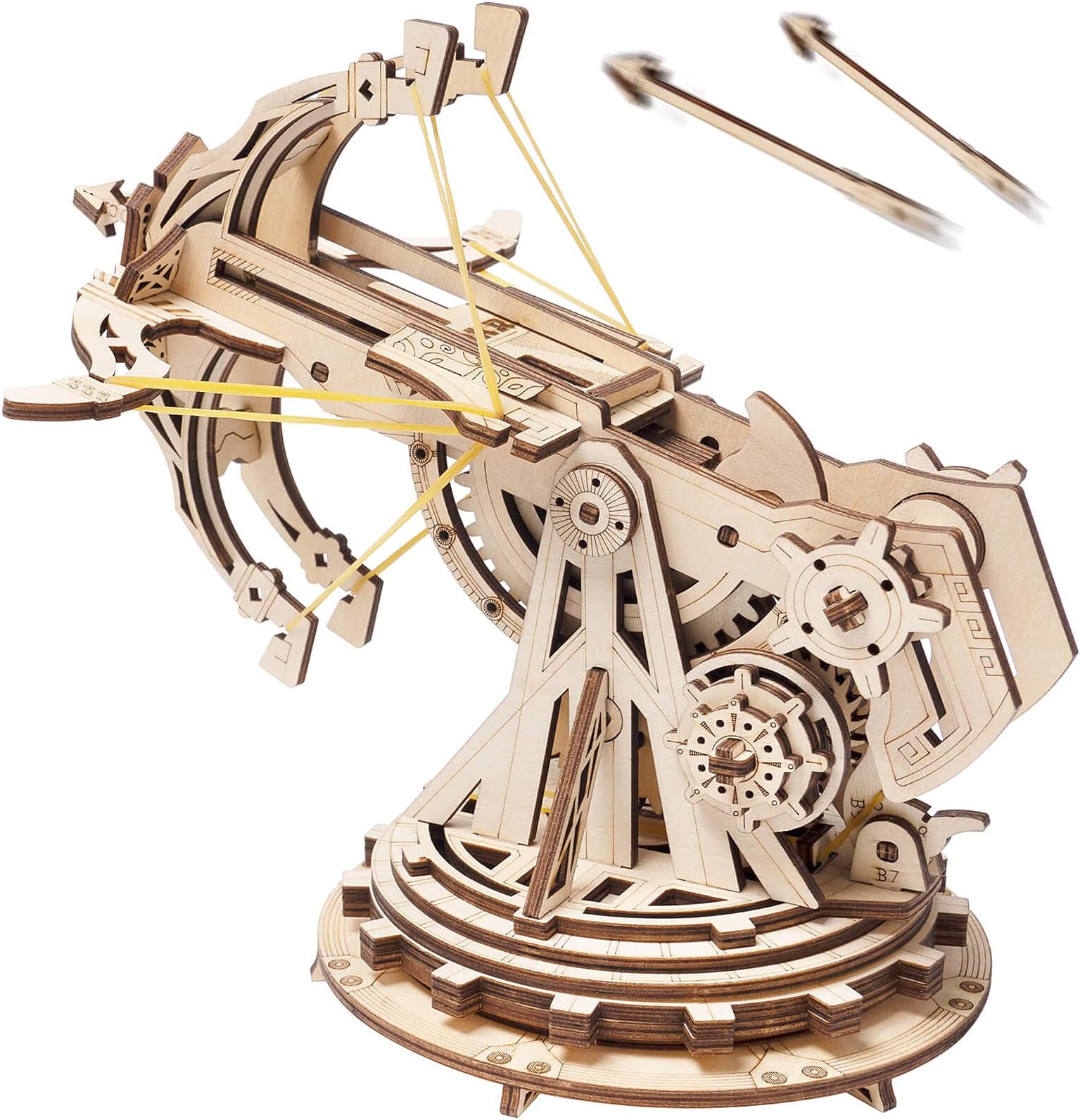 3D Wooden Puzzles for Adults, DIY Wooden Ballista Launcher Toys Building Model Kits STEM Projects Toys for Adult