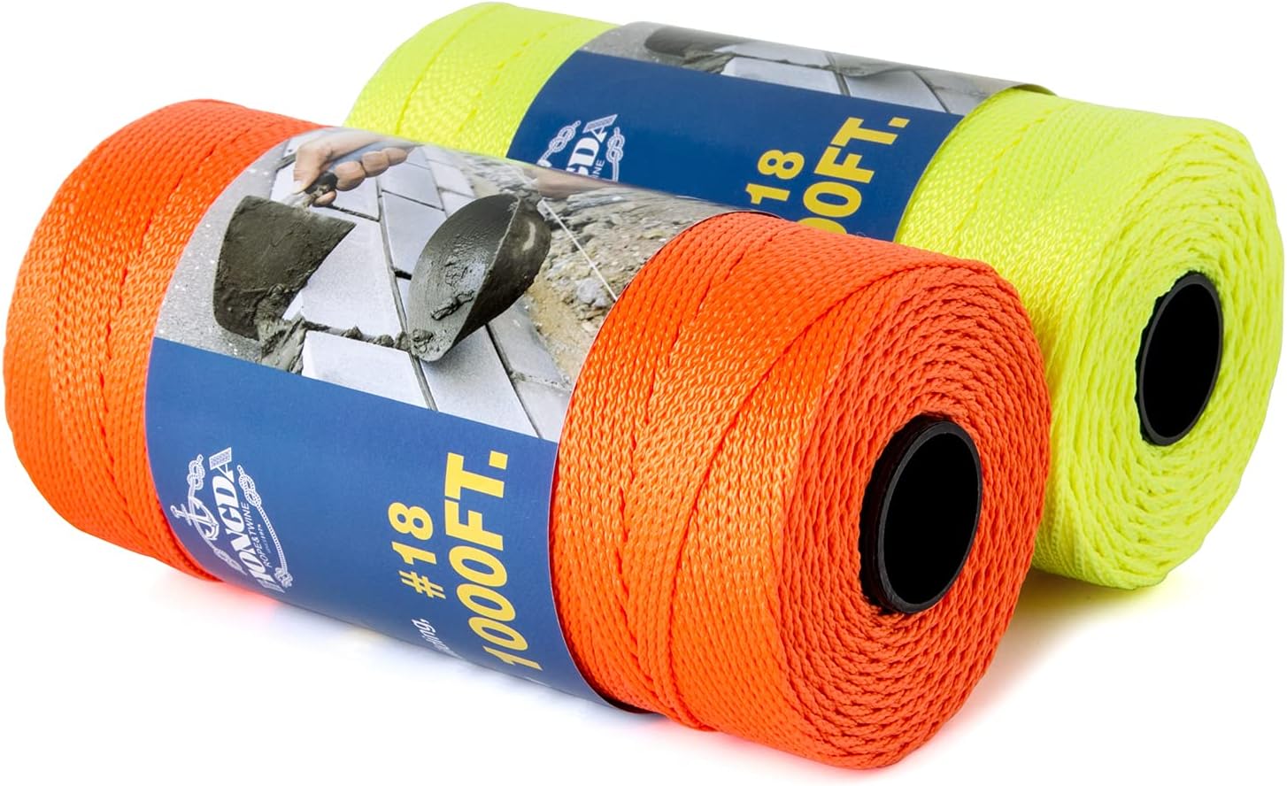 HONGDA Nylon Twine, 1000 Feet #18 Braided Nylon Mason line String Perfect for Masonry Jobs and for The Layout of General Construction, Gardening, DIY Project, Fluorescent Yellow
