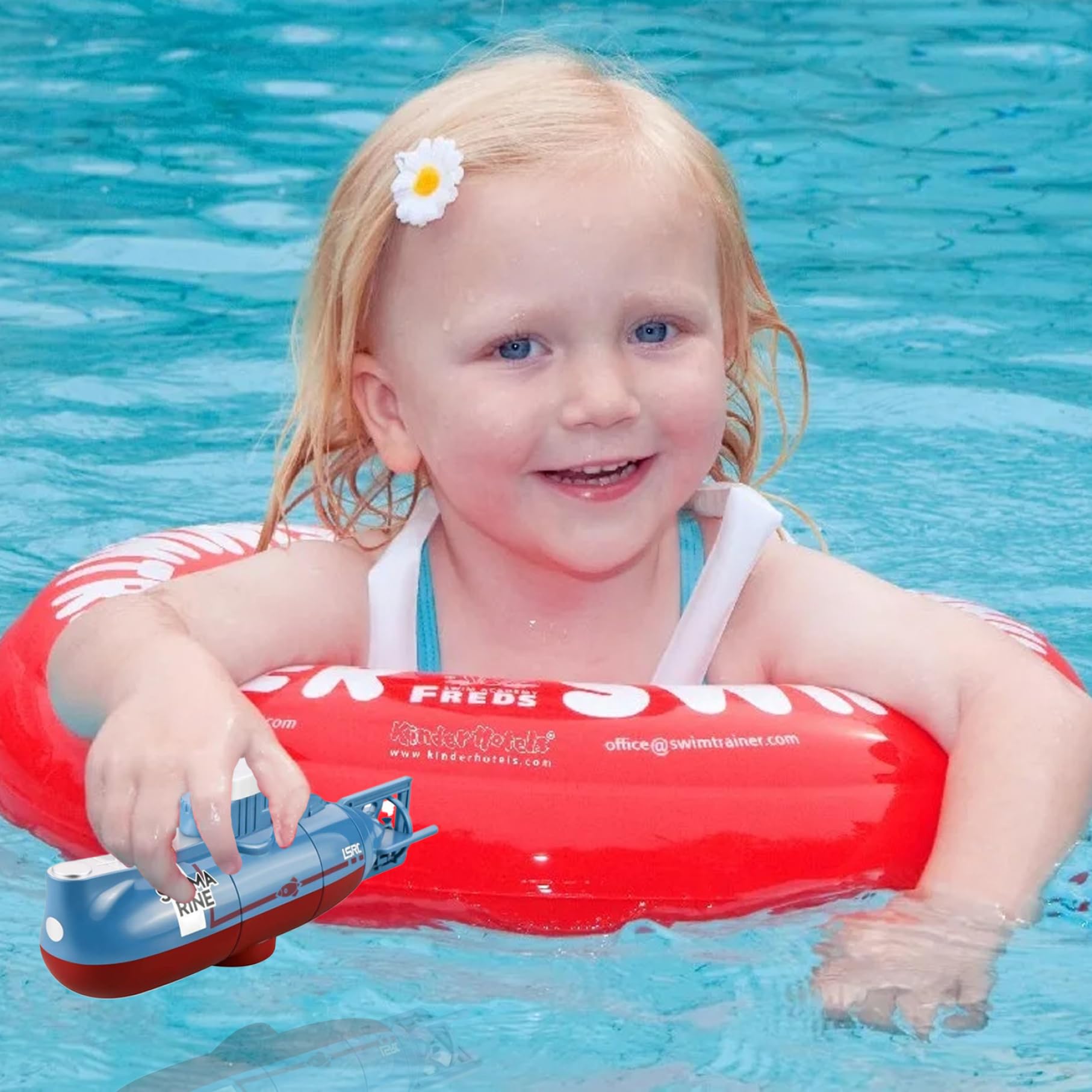 Sottomarino telecomandato Simulazione impermeabile Sottomarino Giocattolo RC multidirezionale USB ricaricabile per piscine Serbatoio d'acqua Giocattolo blu Telecomando