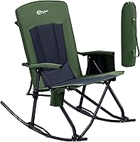 Vista 13 de PORTAL Silla mecedora plegable de gran tamaño para acampar, portátil, para exteriores, con respaldo alto, reposabrazos duros, bolsa de transporte