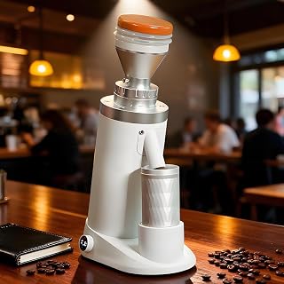 Single Dose Electric Coffee Bean Grinder,64 mm 63 mm Stainless Steel Burr,for Espresso Drip Cold Brew French Press 64mm (White 63mm)