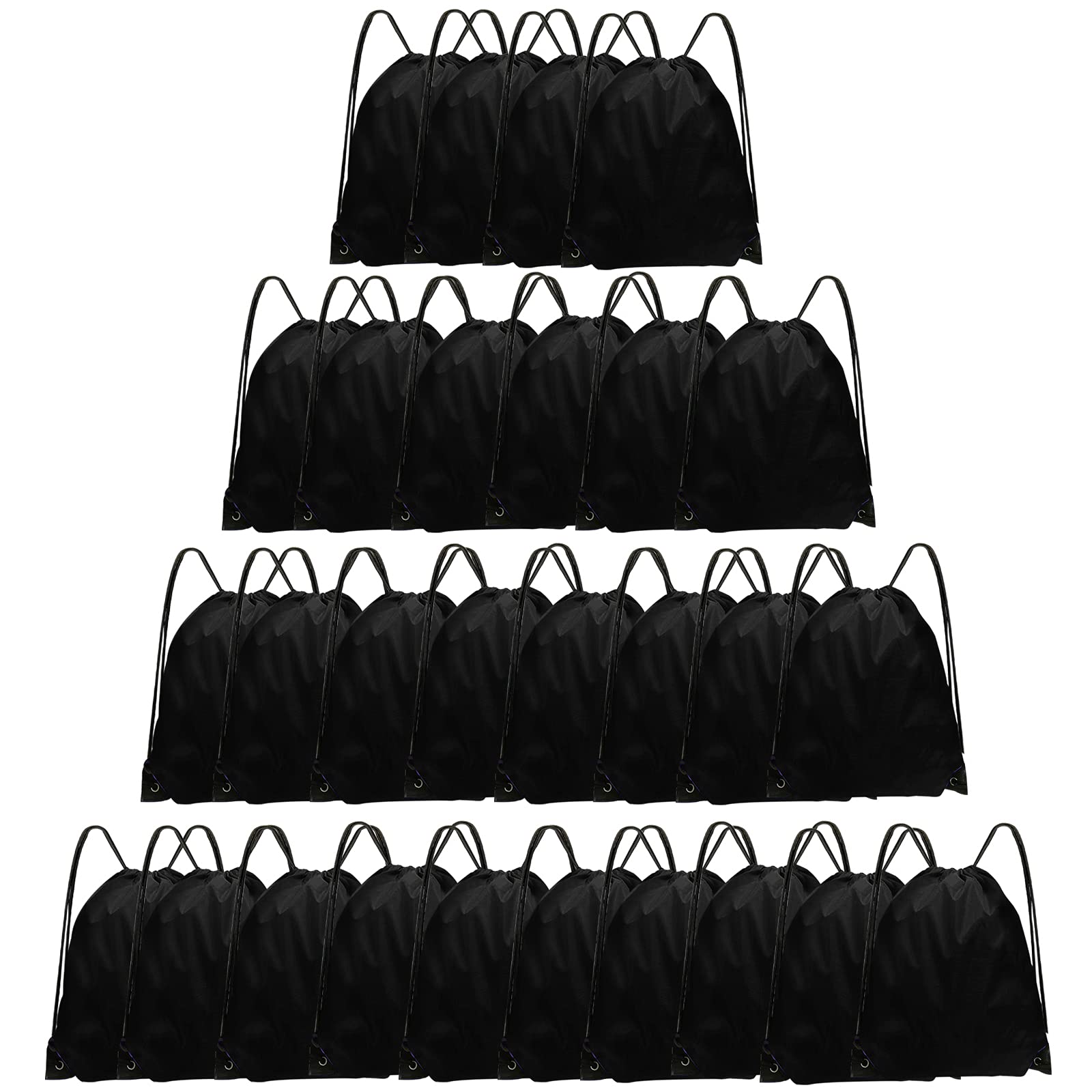 Grneric Black Drawstring Bags 28 PCS Drawstring Backpack Bulk String Backpack Cinch Bag Sackpack for Men Women Gym (Black)