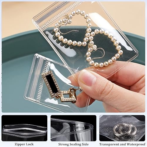 Miniatura 3 de 110 bolsas organizadoras de joyas de viaje, bolsa de almacenamiento de joyería de PVC, bolsa de plástico autosellada con cremallera, pequeñas bolsas