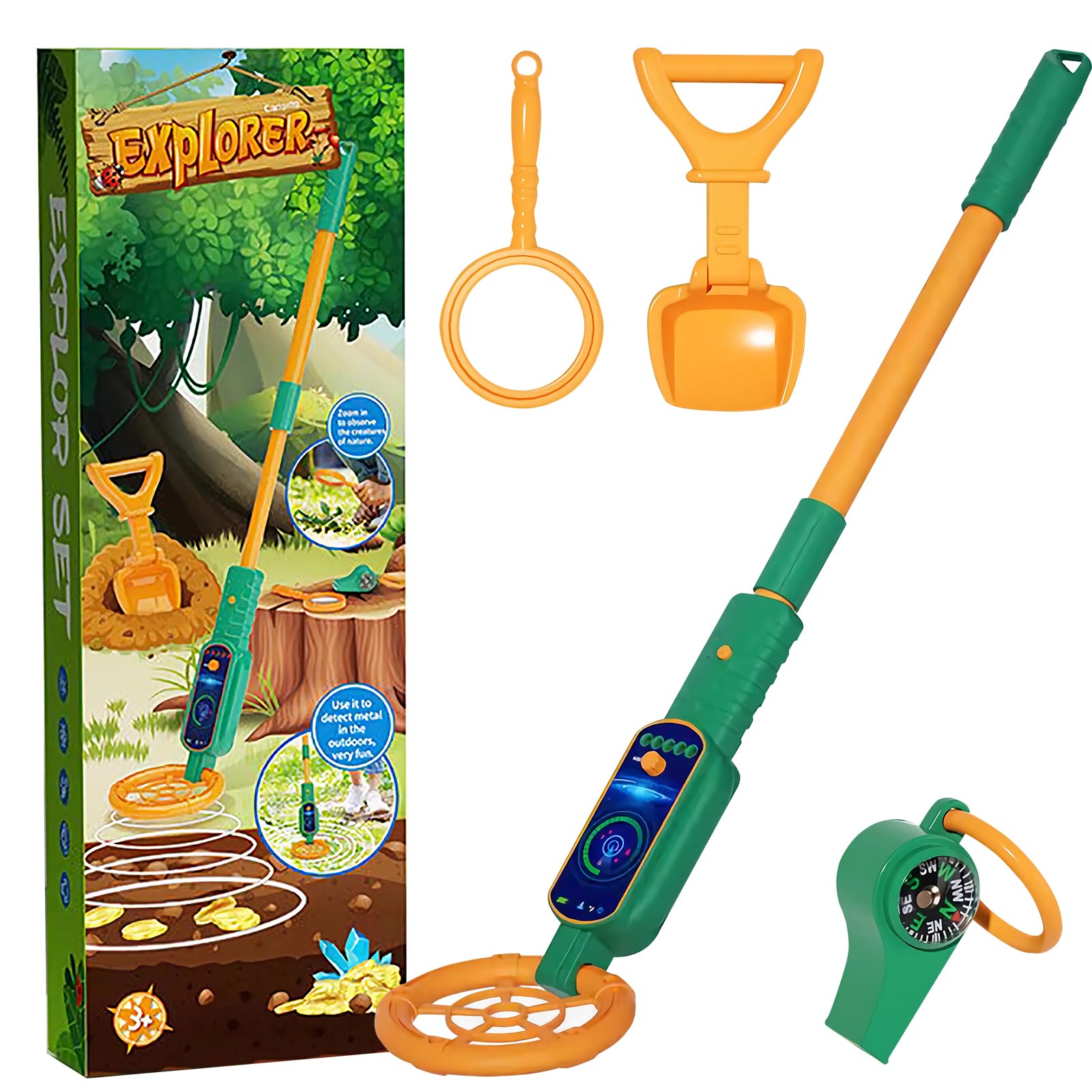 YEXATI Detector de Metales Niños - Detector de Oro Portátil, Ajustable 60-80 cm, Ideal para Edades 3-12， Aventura Precisa con Detector de Metales