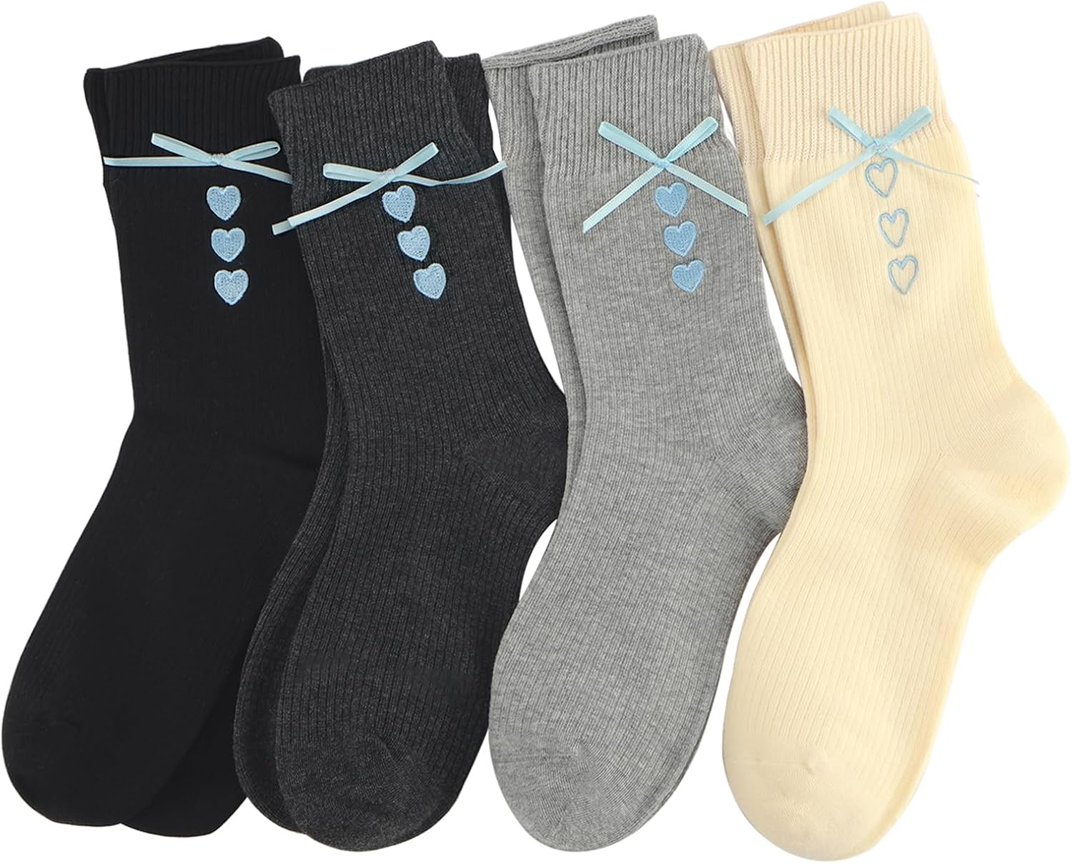 Women's Cute Crew Socks, Casual Athletic Cotton Bowknot Cherry Calf Novelty Socks for Women