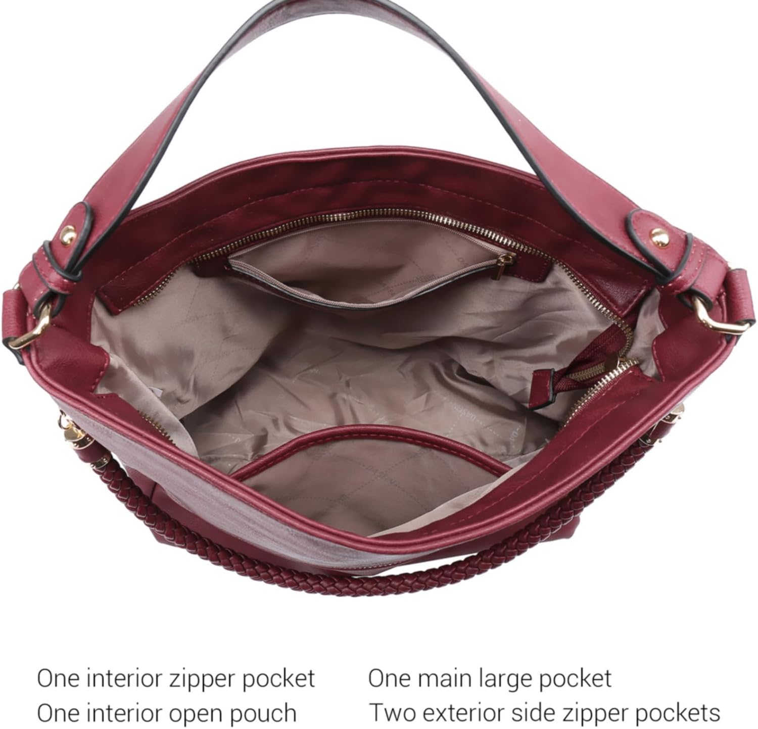 Dasein Hobo Handbags for Women Purses Vegan Leather Shoulder Bags Bucket Purse Large Tote Set with Long Strap | Purses, Large, with Long Strap - Image 5