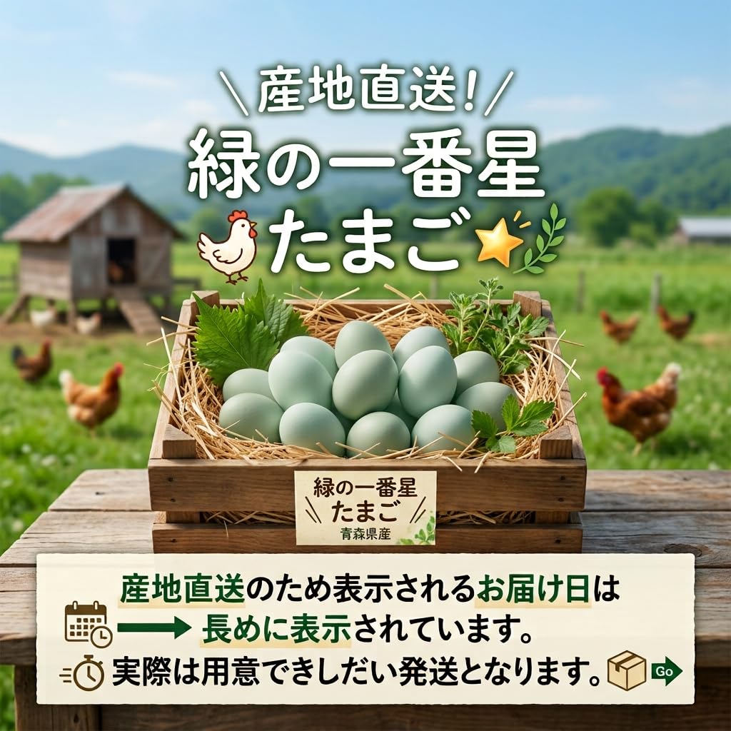 Amazon | 緑の一番星たまご18個(6個×3パック)青森県田子町産[生臭さ
