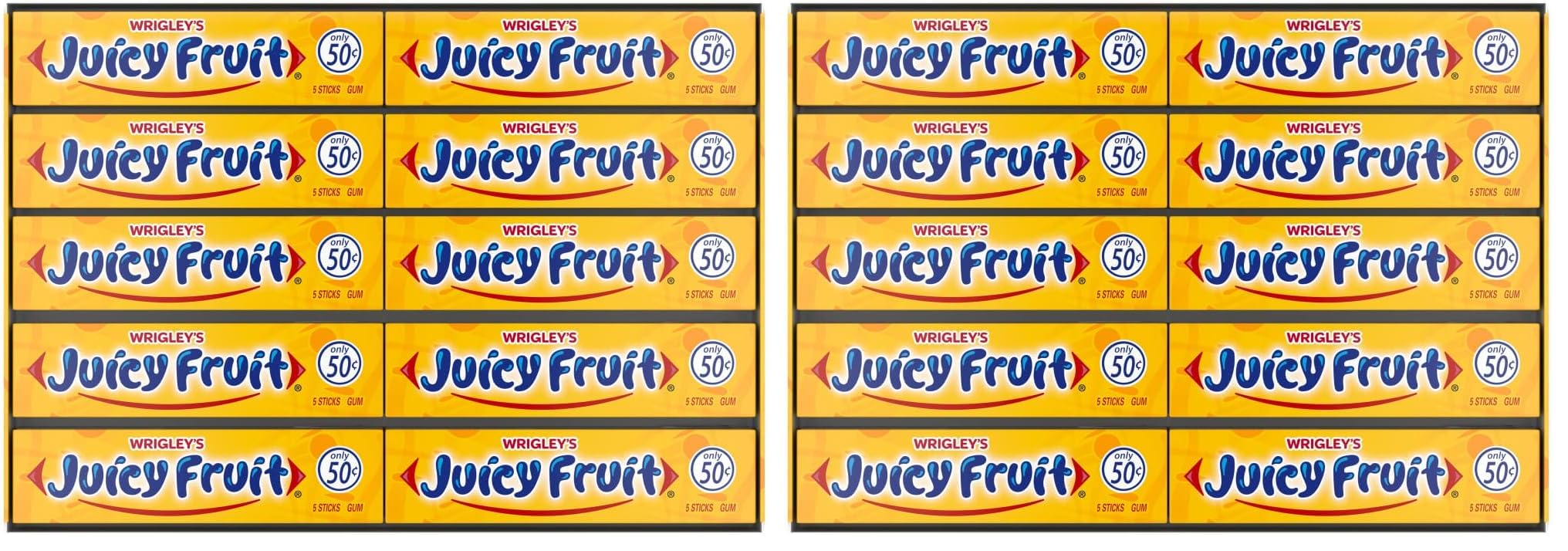 Juicy Fruit Gum WRIGLEY'S Chewing Gum Bulk Pack, 5 Stick (Pack of 80)