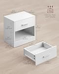 VASAGLE CUSTOS Collection Tables de chevet, ensemble de 2, Tables d'appoint avec tiroir et plateau, Tables de chevet, Table d'extrémité avec compartiment ouvert, pour la chambre, Salon, Blanc nuage ULET819T14