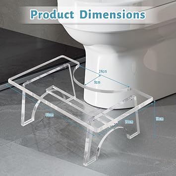 Acrylic Toilet Stool for Adults, 15.7in Heavy Duty Non-Slip Squat Potty Step Stool, Adults Poop Squatting Stool for Bathroom, Clear Toilet Foot Feet Stools for Men & Women