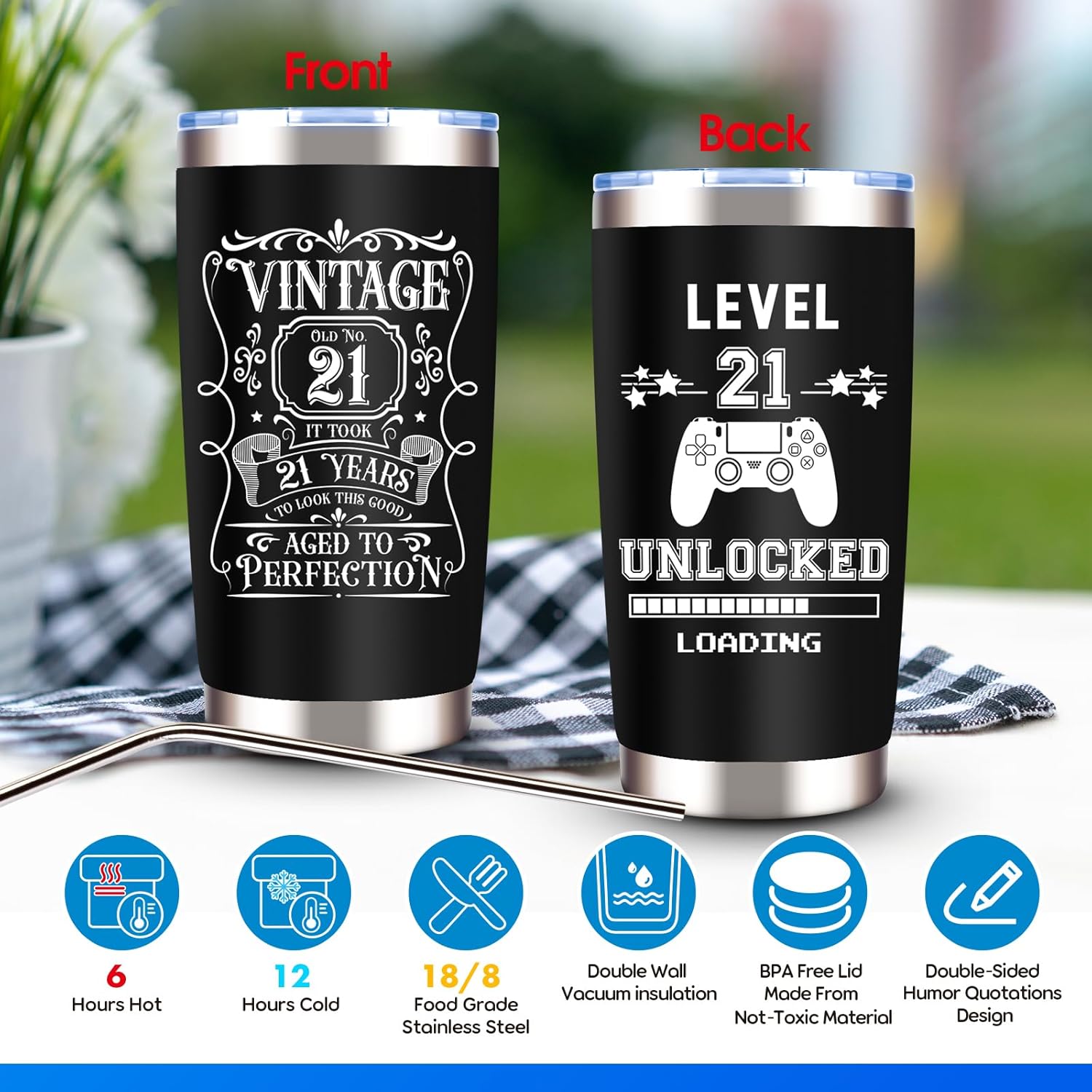 9 Pcs Happy 21st Birthday Gifts for Boys, 21 Year Old Boy Birthday Gifts with 20 Oz Tumbler, Funny Socks, Toilet Paper, Bracelet, Baseball Cap, Keychain for Son, Nephew, Grandson, Brother - Image 3