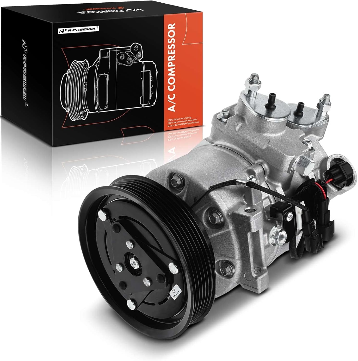 A-Premium A/C Compressor with Clutch Compatible with Volvo XC60 XC70 XC90 S8 S60 V70 & Land Rover LR2, Only fit for 6 Grooves (Not for 3-Groove Pulley)