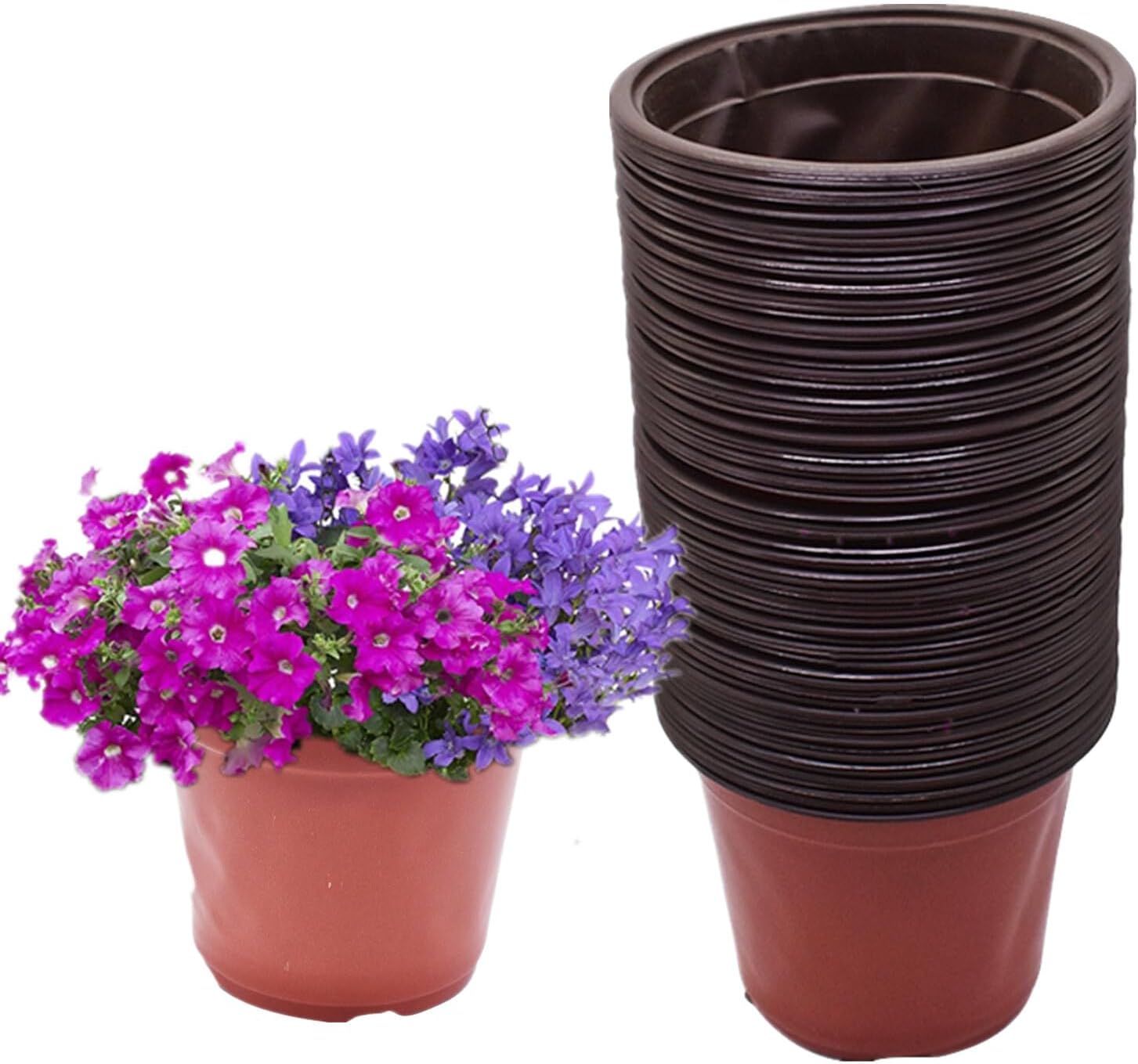 100 PCS 8 Inches Plastic Plant Nursery Pots Reusable for Succulents Seedlings Cuttings TransplantingSeedlings Plastic Plant Pots with Drainage Holes