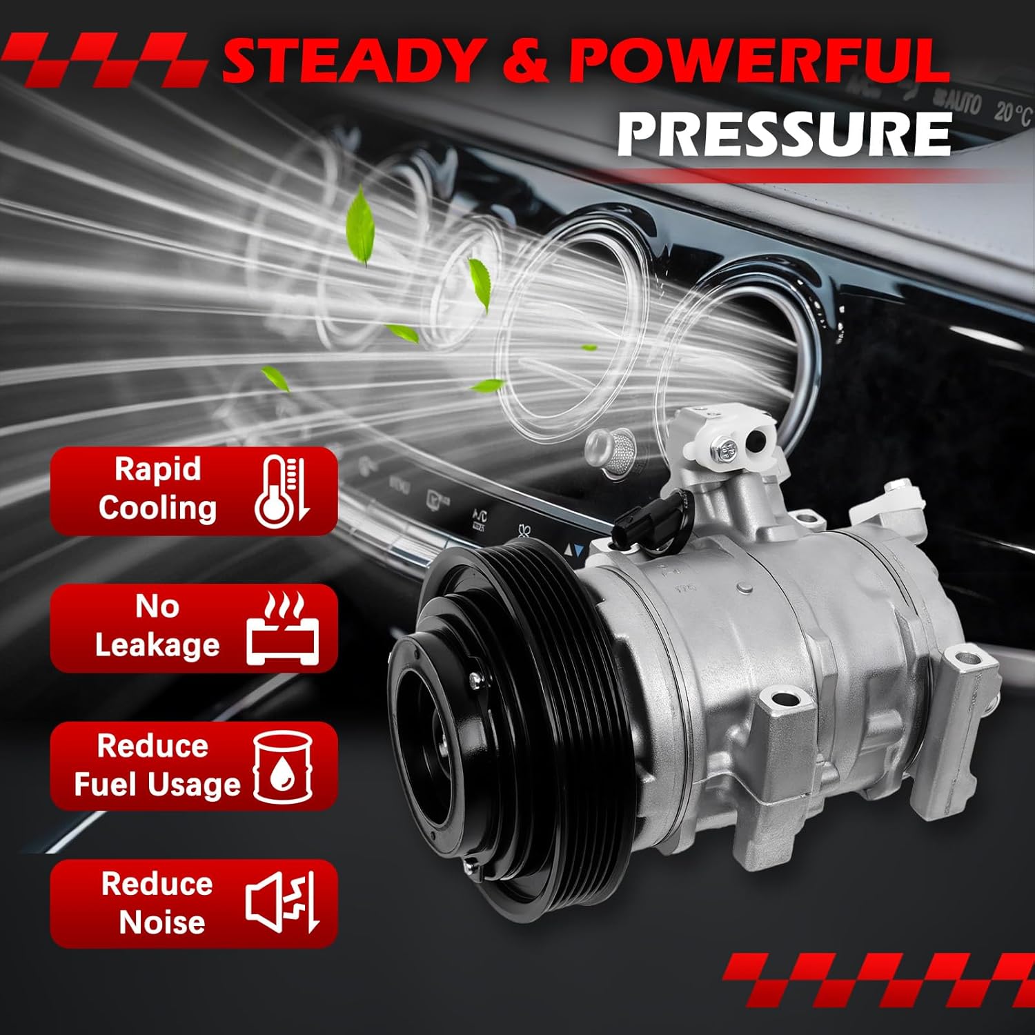 AC Compressor with Clutch for TL&TSX 3.5L 3.7L 2009-2014, RDX 3.5L 2013-2015, for Accord 3.5L 2008-2012/2.0L 2014, Crosstour 2012 3.5L, Air Conditioning Compressor Replace for 38810R70A01