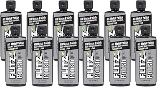 Flitz Multi Purpose Metal Polish Liquid - 3.4oz Bottle of USA-Made Tarnish Remover - For Aluminum, Chrome, Brass, Nickel, Silver - Non-Abrasive Metal Cleaner and Polish, Restorer (12 Pack)