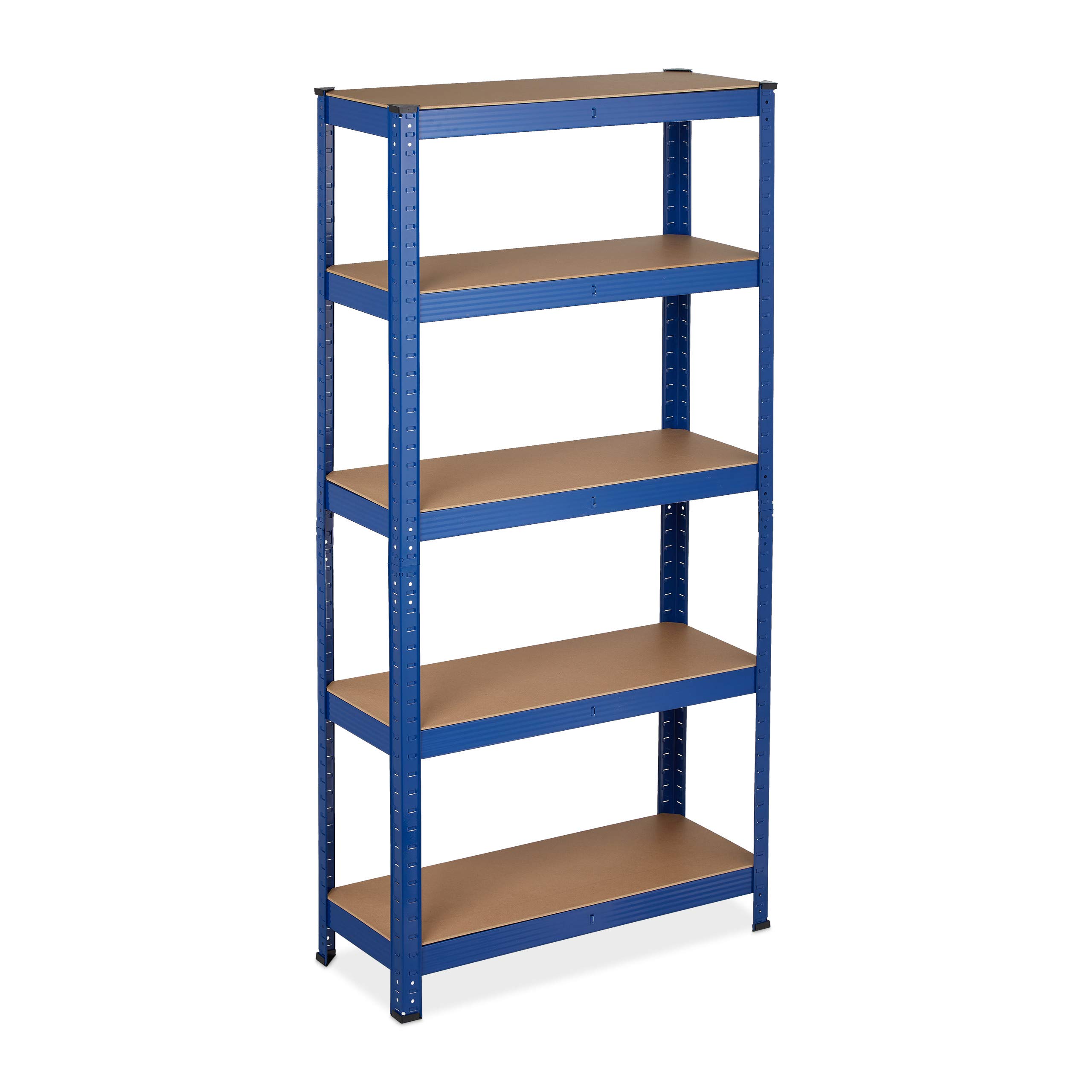 Relaxdays regał magazynowy do 875kg, metalowa półka, 5 poziomów, szafka do garażu 150x75x30 cm, niebieski