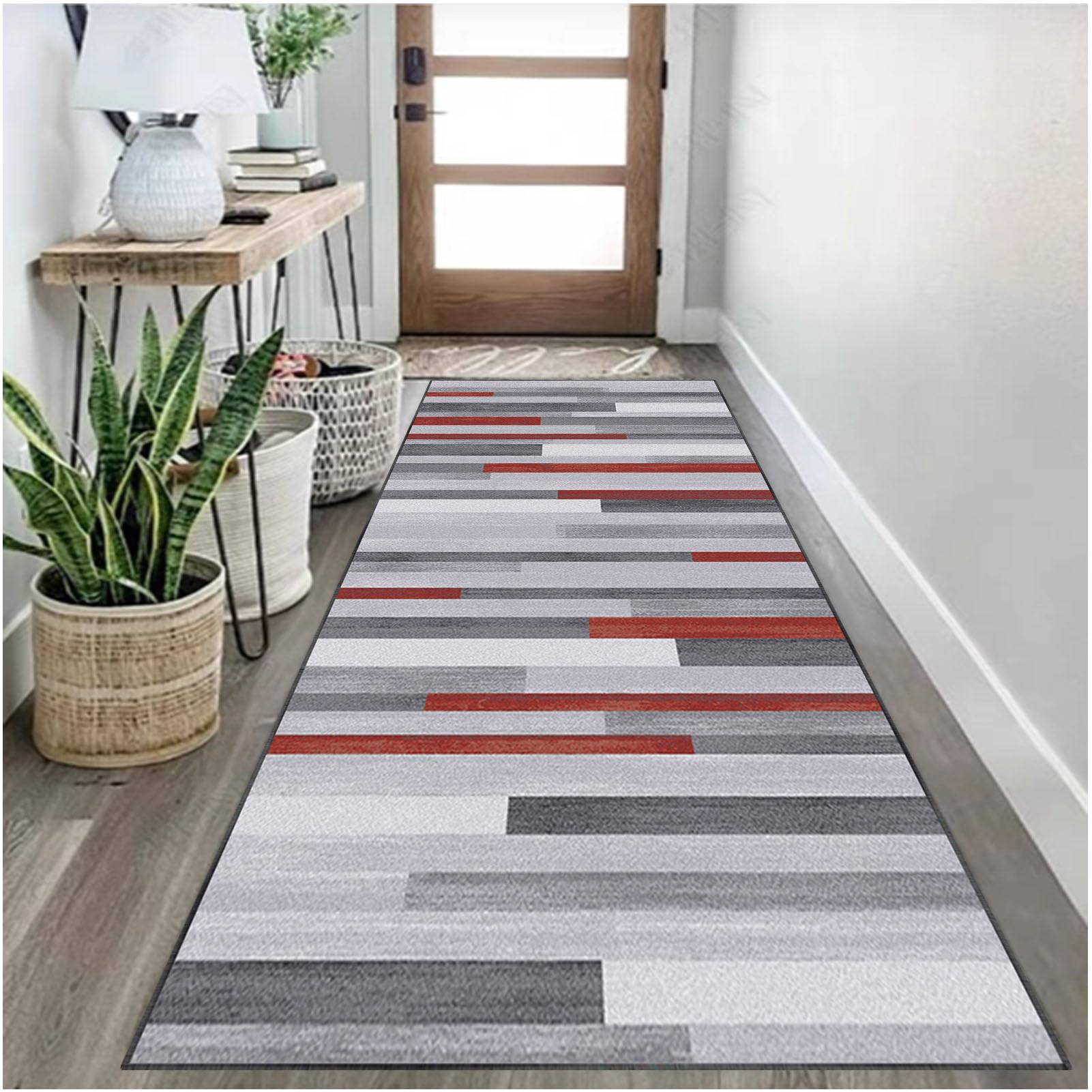 Alfombra de Pasillo Larga - Alfombra Antideslizante Geometría Moderno - Pelo Corto - Alfombras de Pasillo Por Metros - Alfombra Lavable Lavadora - 40 x 80 cm Alfombras Entrada para Pasillos Largos