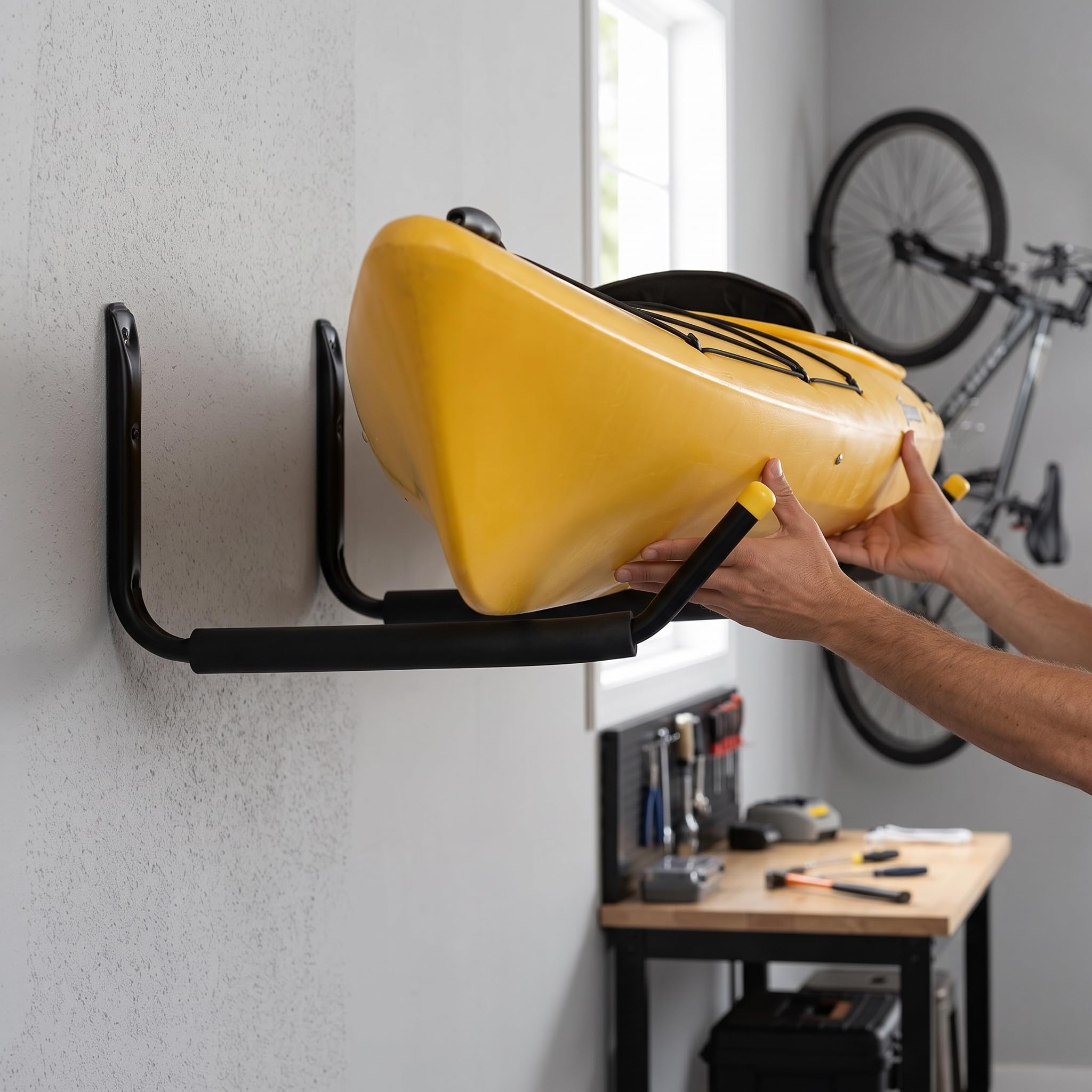 Supporto da Parete per Kayak e Canoa, Gancio Portaoggetti in Metallo per Garage, per Tavola da Surf e Paddleboard
