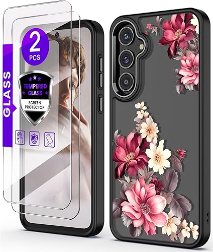 Miniatura 8 de Funda para Samsung Galaxy A54 5G con protector de pantalla de vidrio templado 2 unidades, protección de grado militar TPU suave y policarbonato