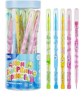 Deli Graphite Pencil 2B Non-Sharpening 20 pcs Assorted Color