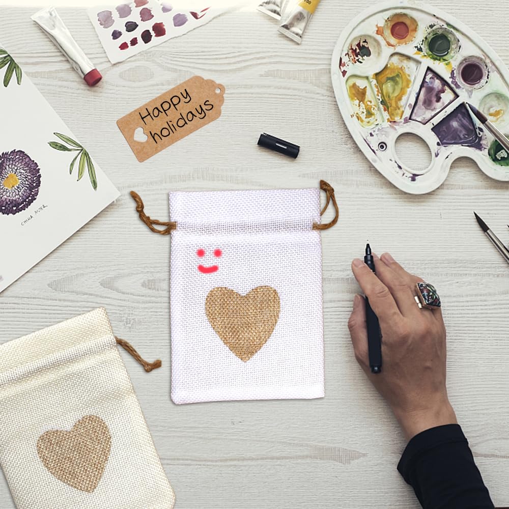 30 Sacchetti Di Iuta Con Corda - Bustine Lino Con Etichette Per Bomboniere, Matrimoni E Regali - Foto 4