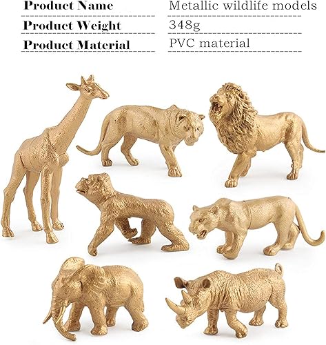 Miniatura 2 de Figuras de animales de safari, juguete dorado de animales de la selva para niños Animal dorado