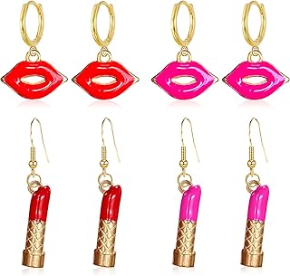 GBAHFY Juego de 4 pares de aretes colgantes d...
