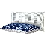 Amazon Basics Hollow Fiber Pillow | 66 x 41 cm | Pack of 2 | Soft & Fluffy Poly Fill | Long-Lasting Support | Everyday Comfort (White & Blue)