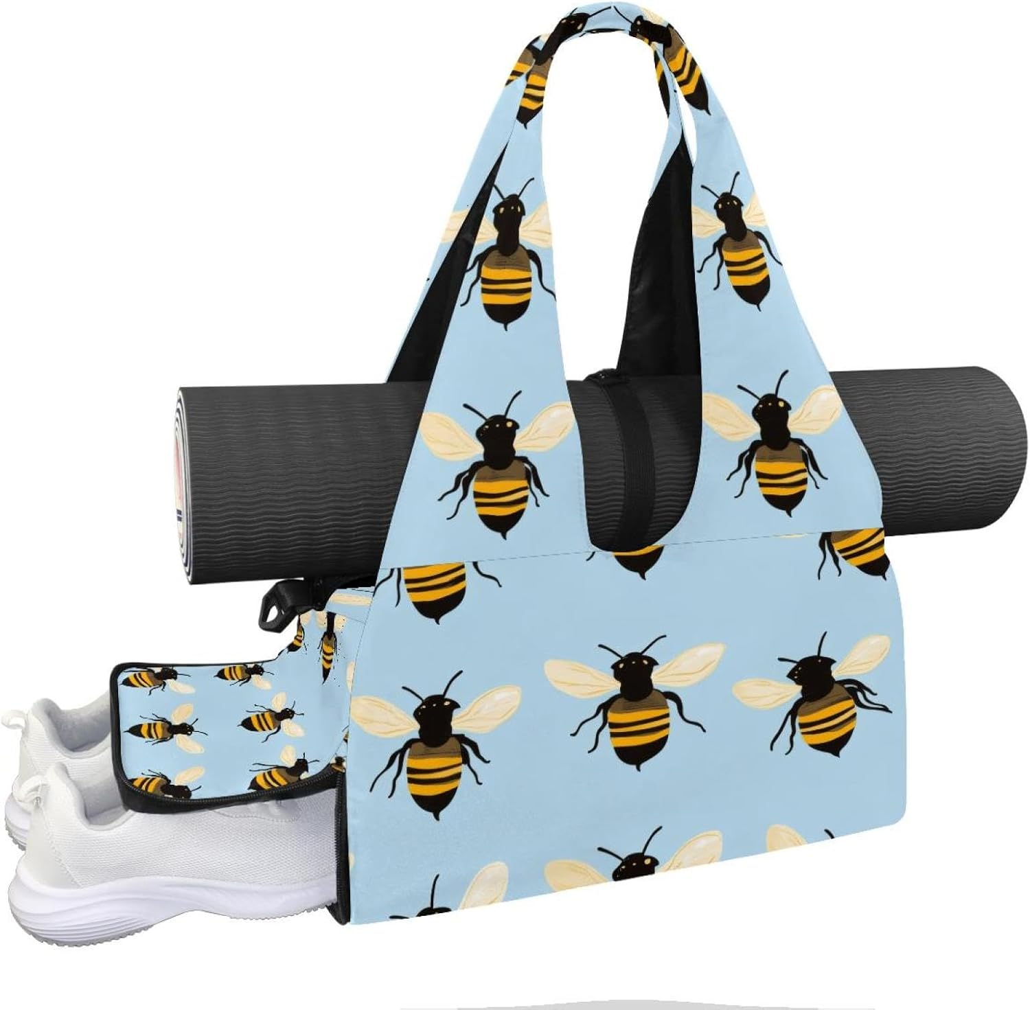 Yoga Mat Bag, Gym Workout Bag with Shoe Compartment, Cats Pilates Bag for Women, Quick Access Storage Yoga Tote Bag for Sports Travel Office