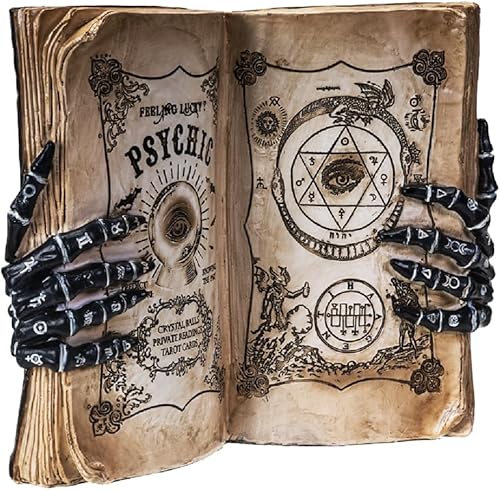 Miniatura 2 de Pacific Giftware Feeling Lucky - Libro psíquico con esqueleto, manos de quiromancia, estatua gótica, 8.39 pulgadas de alto