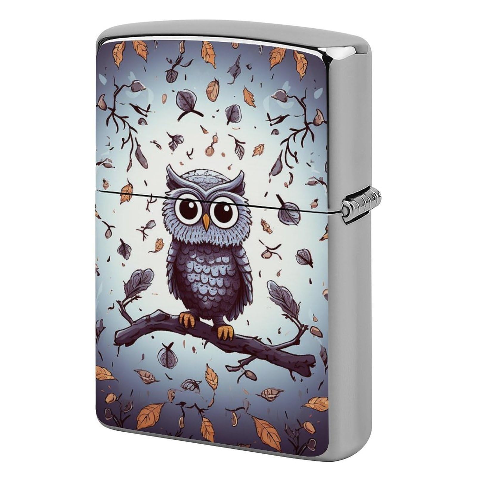 Owl Tree Branches Lighter Case Cover Vintage Metal Lighter Sleeve Reusable Lighter Protective Cover Decorative Lighter Holder Birthday Gifts for Men Women