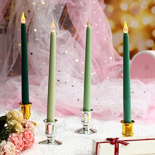 Miniatura 6 de 4 velas cónicas sin llama LED que funcionan con pilas, velas parpadeantes sin llama con control remoto para vacaciones, San Valentín, boda,