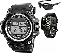Kit Presente Homem: Relógio Masculino Digital À Prova D'Água 30m + Caixa Original + Relogio Casual Quadrado + Óculos Esportivo Ati-UV400 Moda Estilo Militar