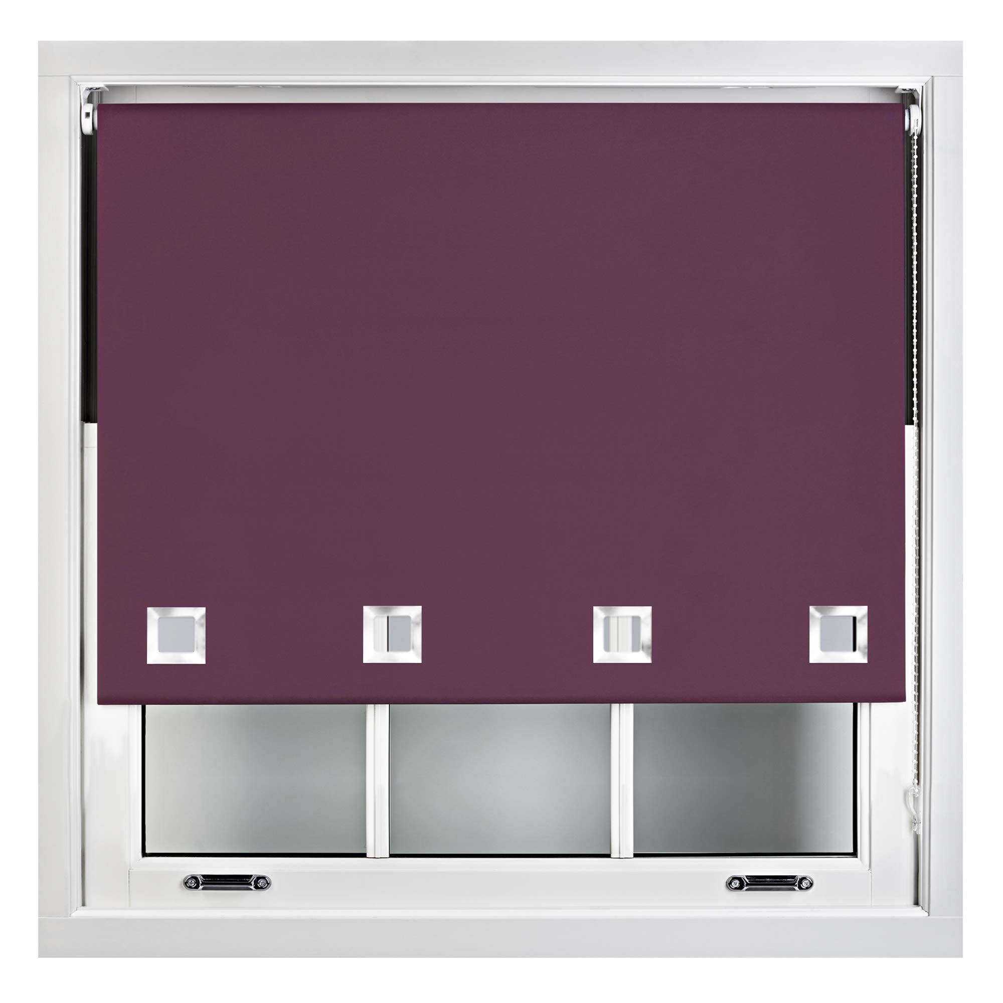 Furnished Aubergine Blackout Roller Blinds With Large Square Eyelets - Made To Measure - 180Cm X 165Cm