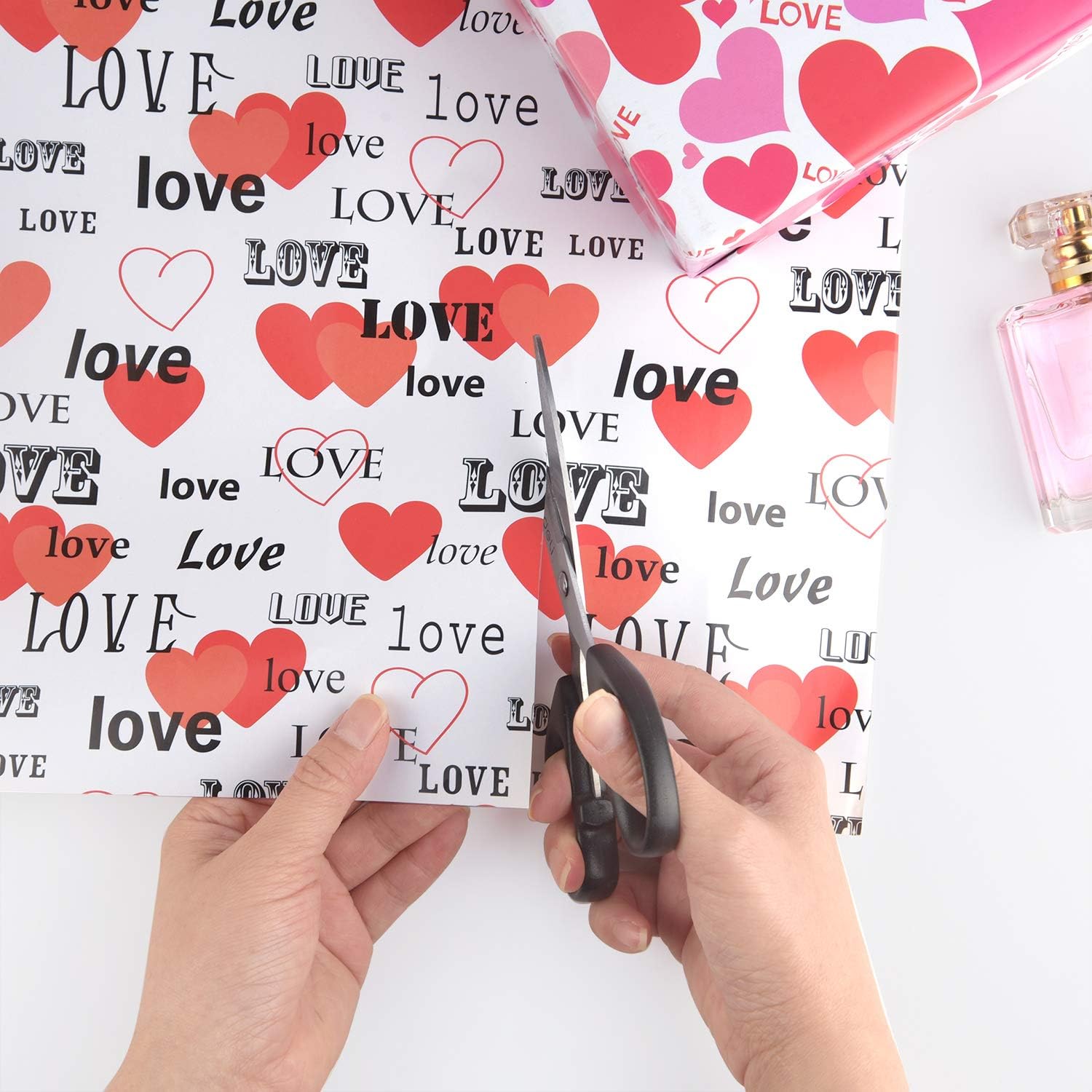 TUPARKA 6 Pcs Heart Wrapping Paper Printed Patterned Tissue Valentines Gift Wrap Red Tissue Paper for Gift Wrap Supply(50 * 70CM)