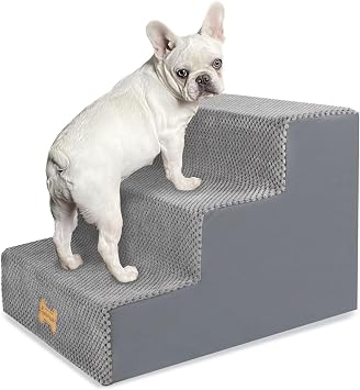 Nepfaivy Dog Steps for Bed and Sofa, 3-Step Dog Stairs for Small Dogs