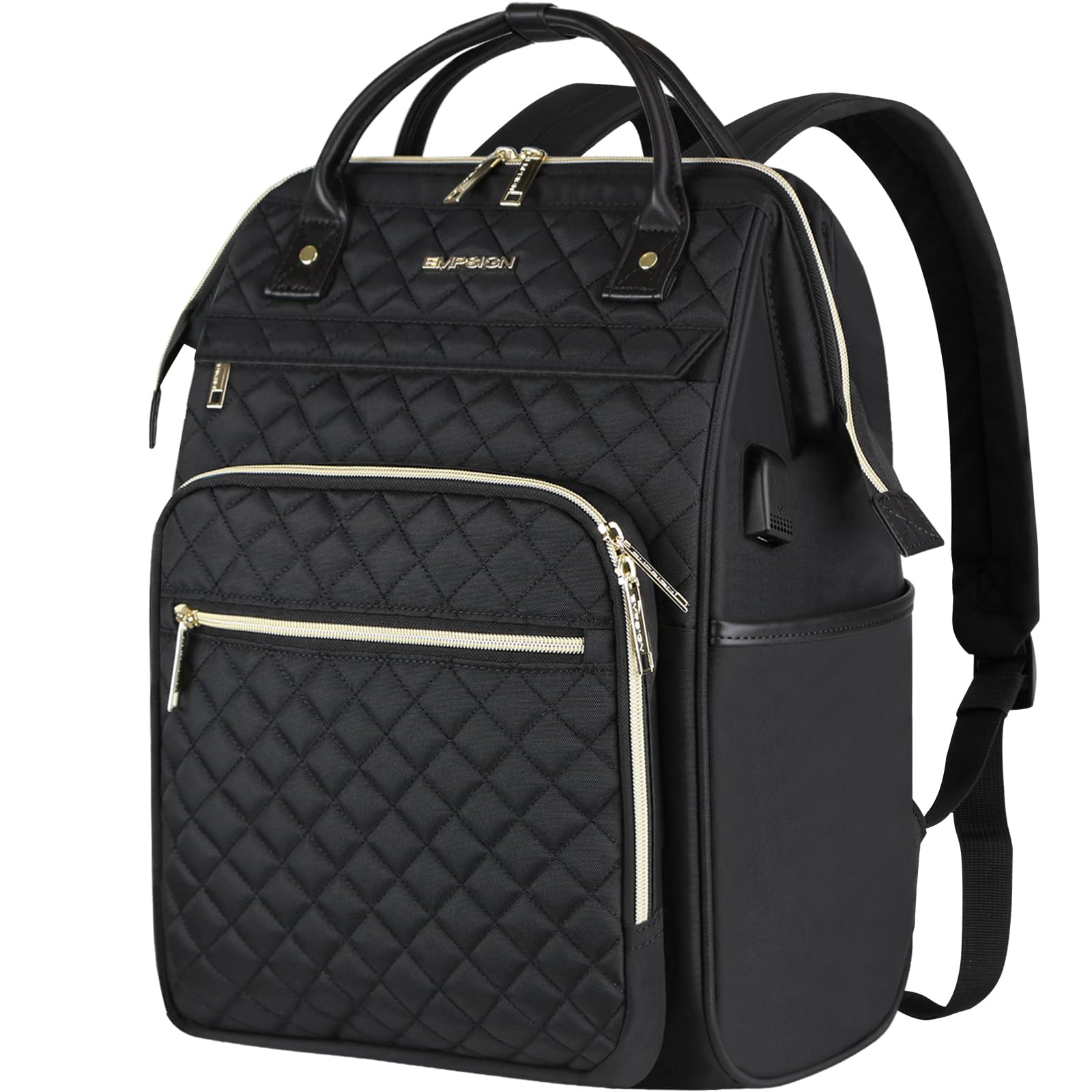 EMPSIGN Laptop Backpack Women 15.6-17.3 Inch, Large Laptop Rucksack Wide Open, College School Backpack with USB Charging Port, Water Repellent Travel Business Work Bag Computer Bookbag for Men