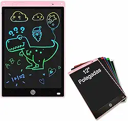 Lousa Mágica Digital Infantil 12" Polegadas Multicolorido Tablet Infantil Lcd Para Escrever e Desenhar (Rosa)
