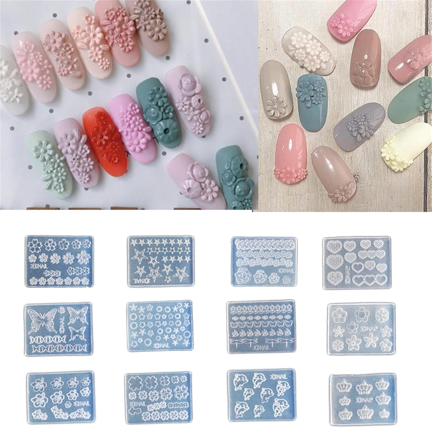 Set of 12 Silicone Nails Art for Making Detailed Resin Leaves and Small Plant Food Grade Silicone Nails Nail Designing