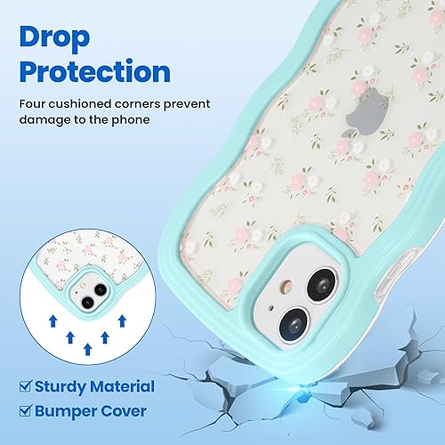 Miniatura 5 de ZCDAYE Funda floral compatible con iPhone 11, patrón de flores estéticas y bonita funda rizada con forma ondulada para mujeres y niñas, funda de TPU
