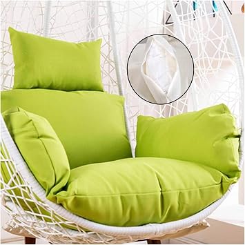 Cushion for Egg Chair Swing, Outdoor Hanging Chair Cushion Fluffy, Waterproof Hanging Egg Chair Cushion Replacement Cover, Hammock Chair Cushion with Headrest and Armrests,Green