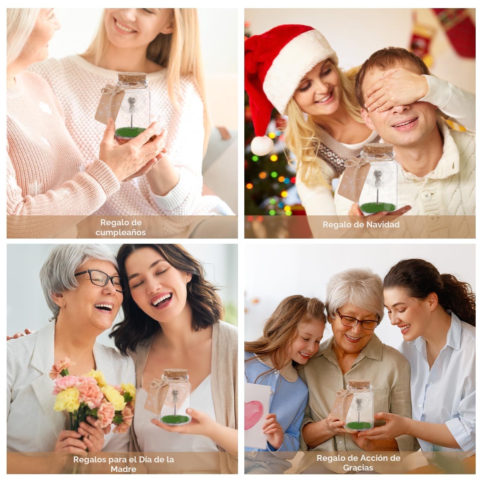 JIZZU Verdadero Diente de León en un Frasco, Regalo amiga Originales con Cordel de Luz, Cumpleaños Día San Valentín Boda Día Madre Regalos Navidad