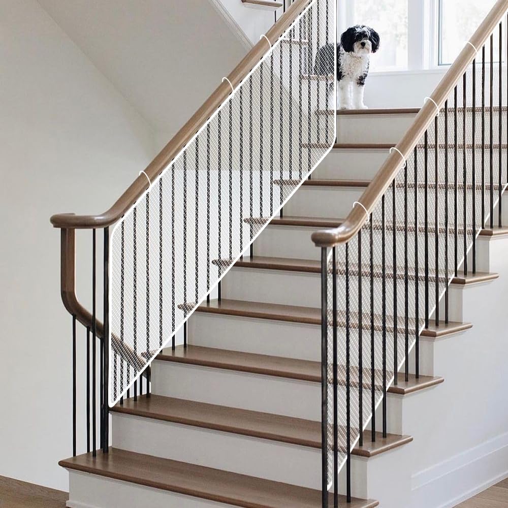Malla De Seguridad para Escaleras 80cm x 3m Red de Seguridad para Niños, Red de Seguridad Infantil, Malla Protectora Balcon, Red Seguridad para Niños, Red de Seguridad para Balcones, Blanco