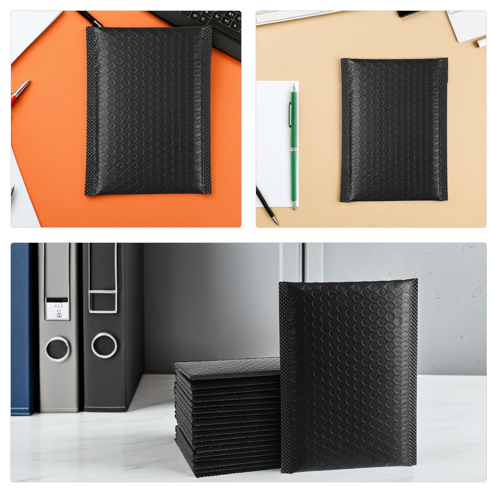 NUOBESTY Lot de 50 enveloppes noires d'expédition : sacs d'emballage 9 x 7 pouces pour petites entreprises - Petites enveloppes pour bijoux à expédier - d'expédition pour les fêtes