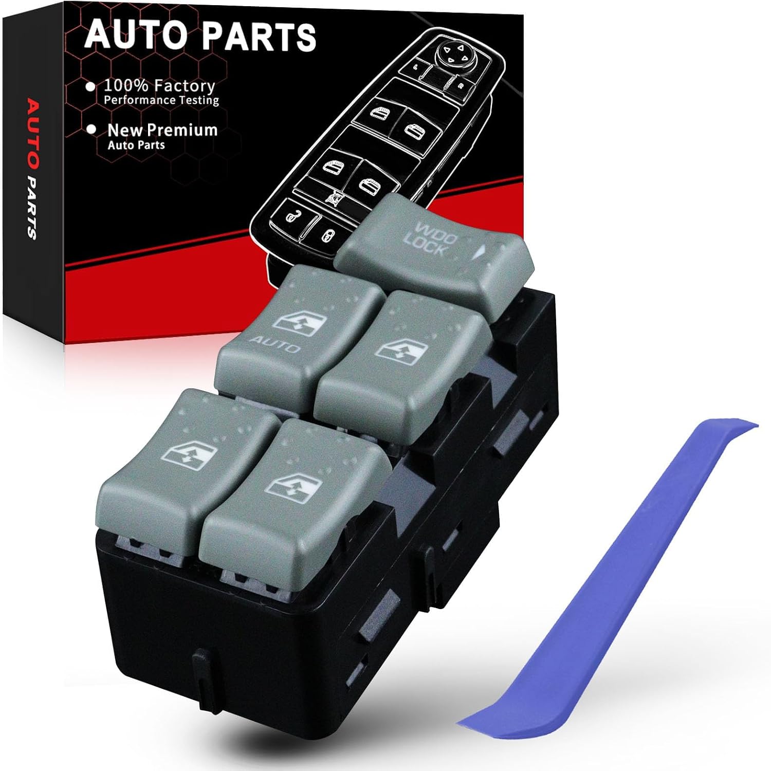 Master Power Window Switch Fits for:-Pontiac Aztek 2001 2002 2003 2004 2005 Front Left Driver Side Control Door Lock Switch Button, OE# 10413253, 19244667, DWS119 (NEW-Upgrade)