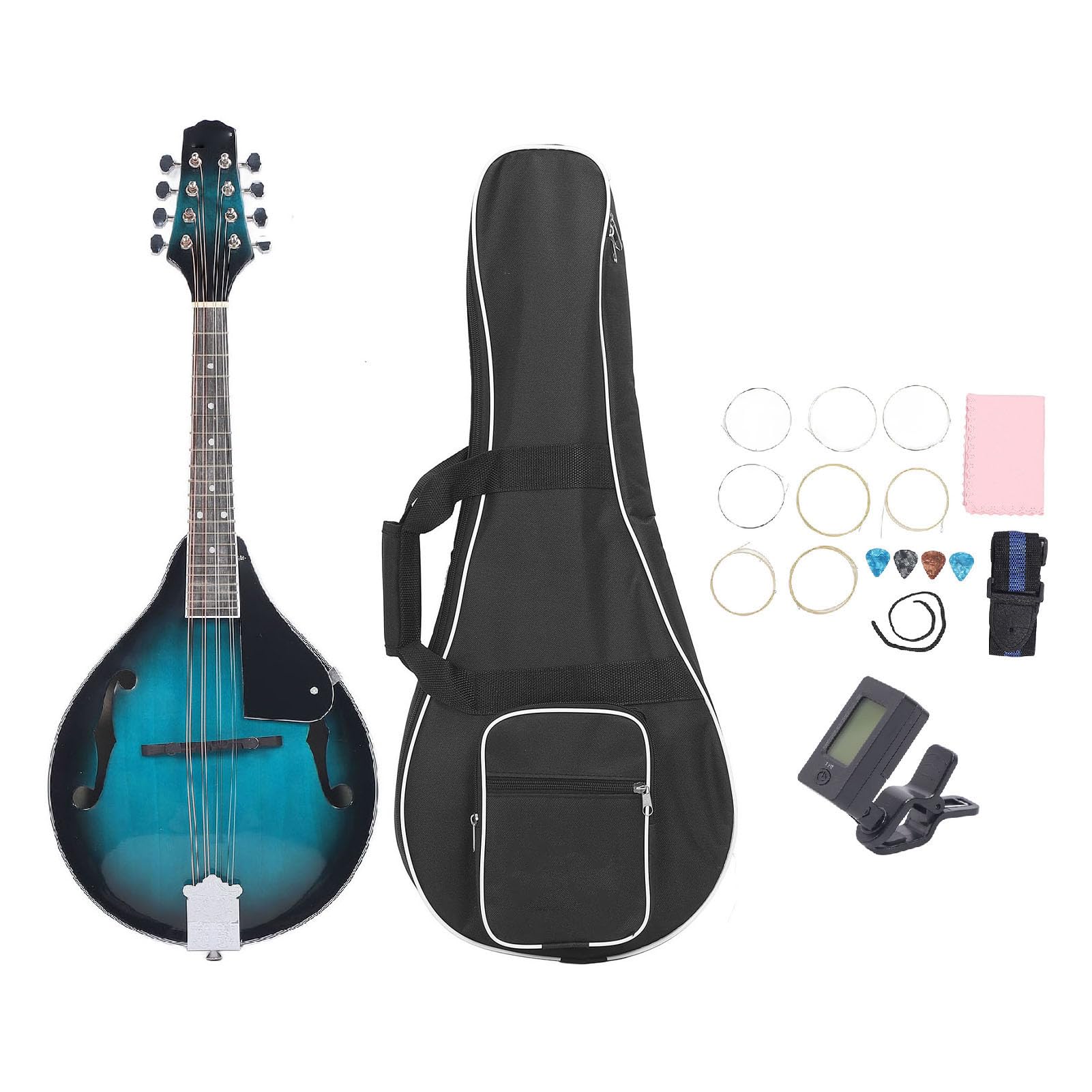 Zestaw Instrumentów Mandolinowych 8 Sznurka Mandolina z Mandoliny z Plamkowatymi Sznurkami i Czyszczeniem dla Początkujących Dorosłych Zielony