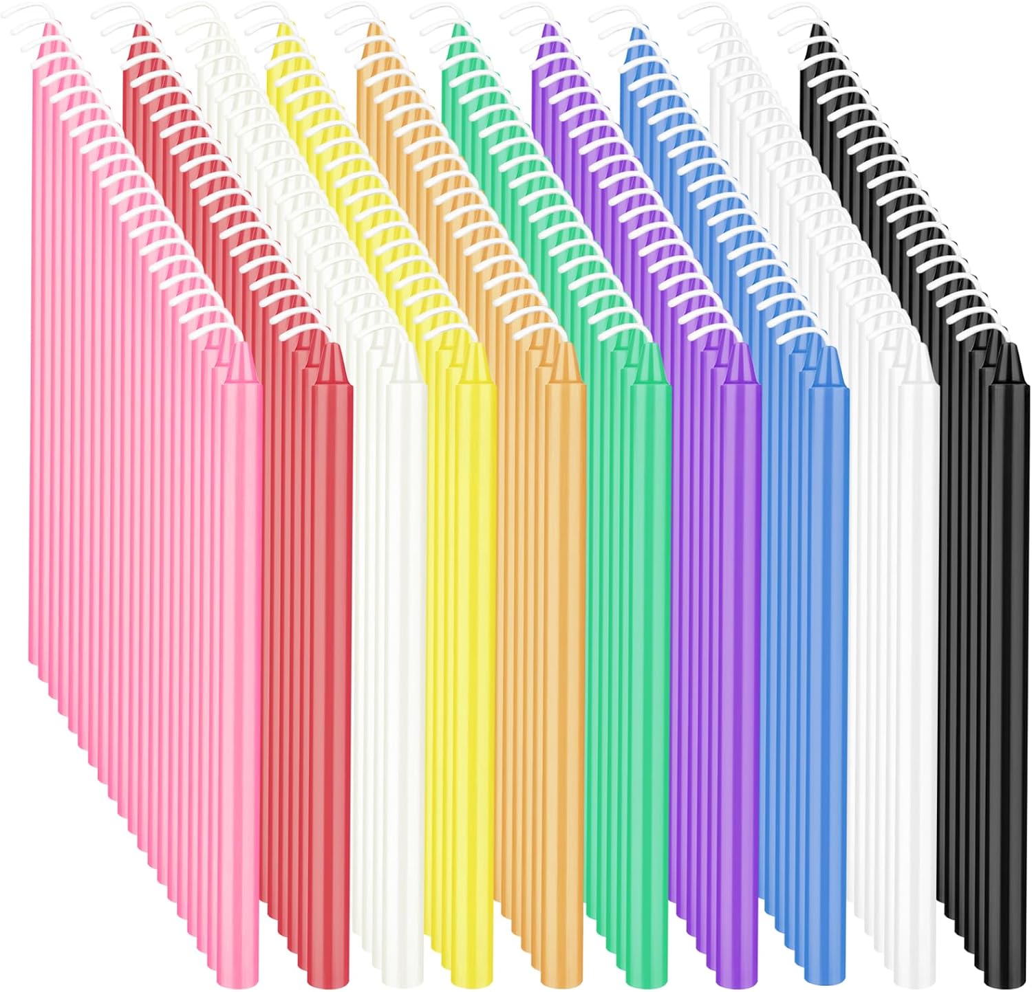 200 Pack Assorted Color Spell Chime Candles - 6 Inch Multi-Colored Taper Candles Sticks for Rituals, Witchcraft, Unscented Candles Compatible with Chime Holders, Prayer, Birthday Decor -10 Colours
