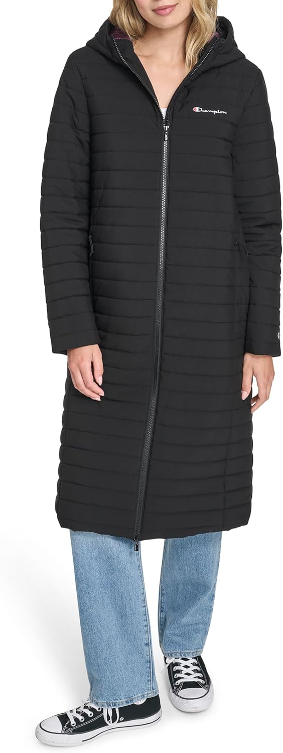 Champion womens Lightweight Long Hooded Puffer - Image 4